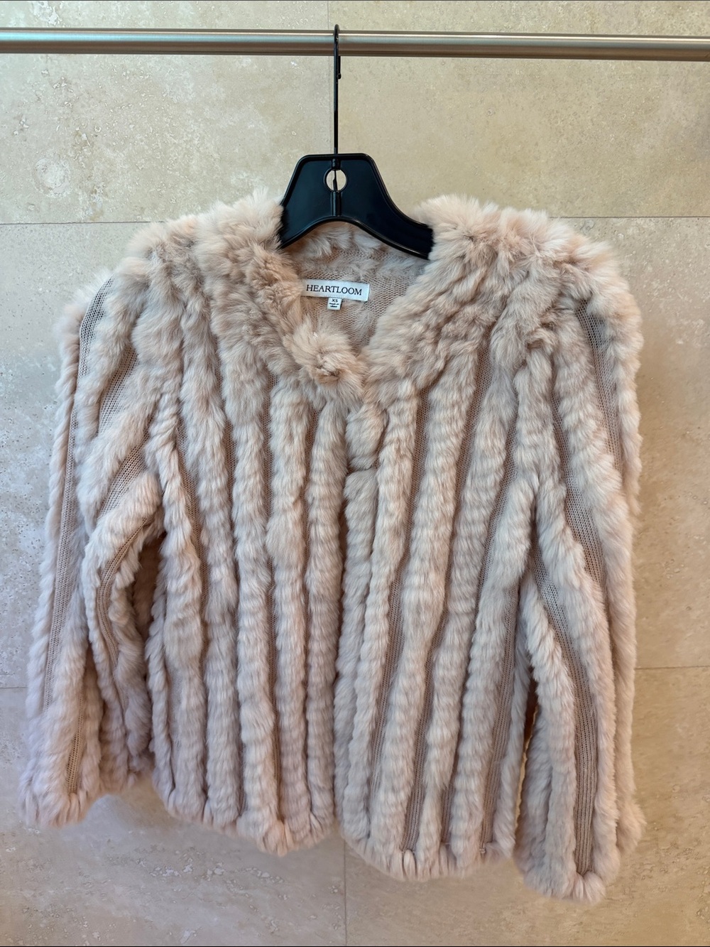Heartloom Plush Light Beige Faux-Fur Teddy Jacket